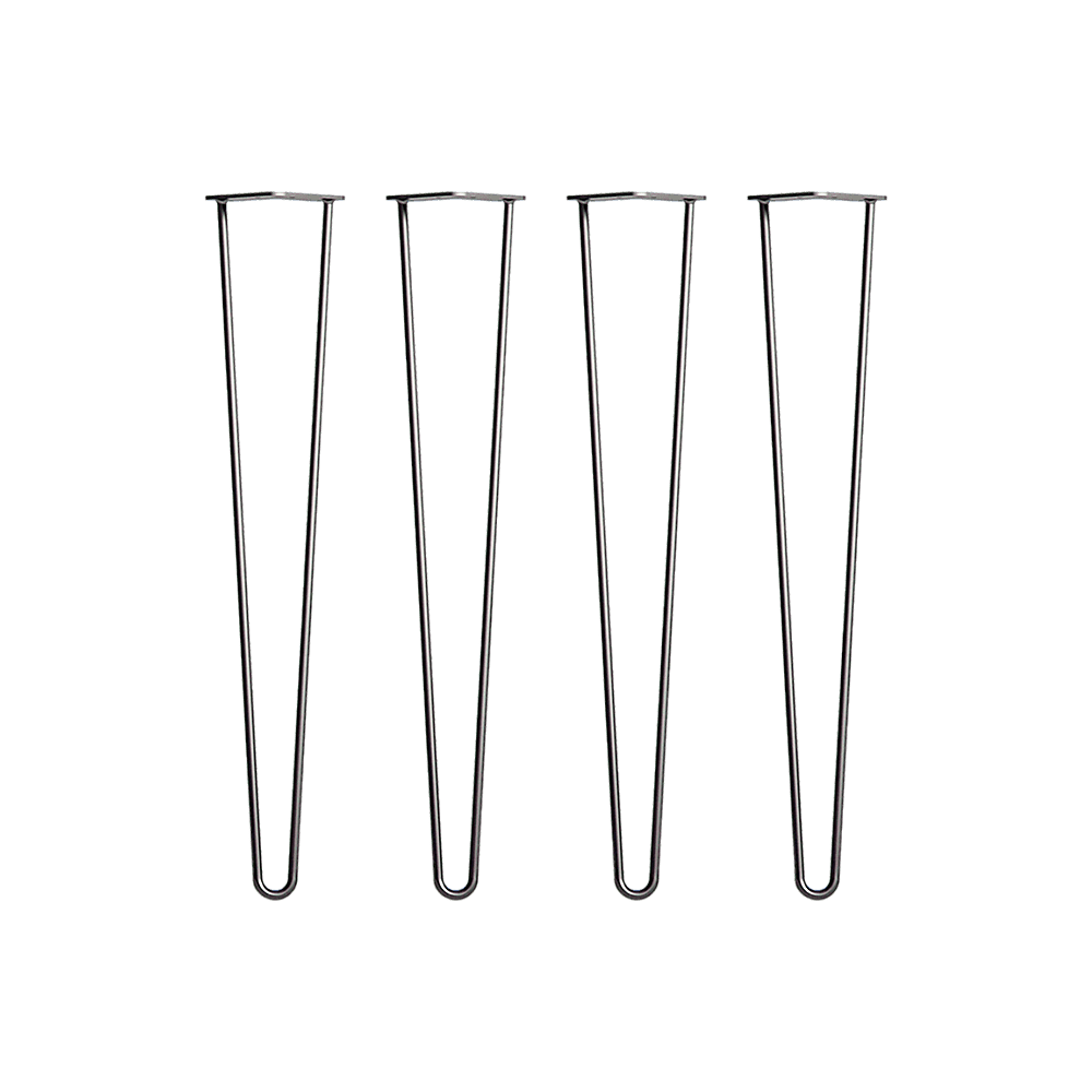 Set of 4 Industrial Retro Hairpin Table Legs 12mm Steel Bench Desk - 71cm Black